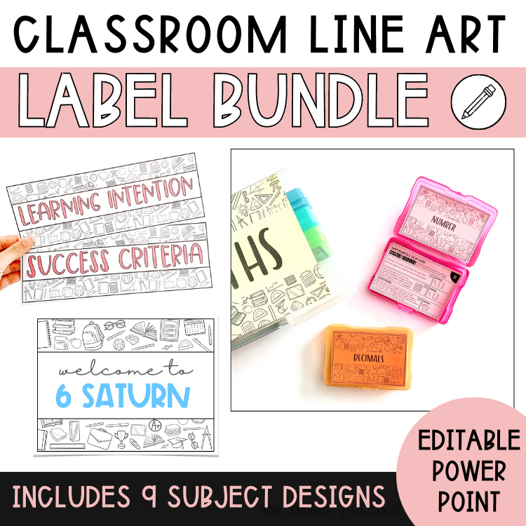 Classroom Line Art Labels