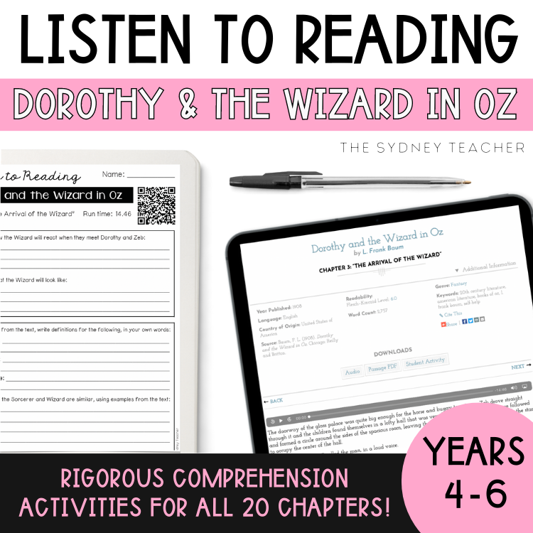 Listen to Reading - Dorothy and the Wizard in Oz Audiobook Activities!