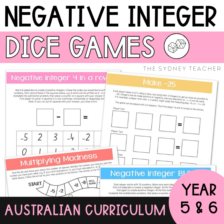 Negative Integer Dice Games