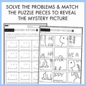 Multiplication Mystery Picture Puzzle - Easter Theme | Year 5 & 6