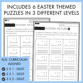 Multiplication Mystery Picture Puzzle - Easter Theme | Year 5 & 6