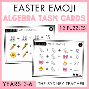 Easter Emoji Algebra Task Cards | Years 3-6