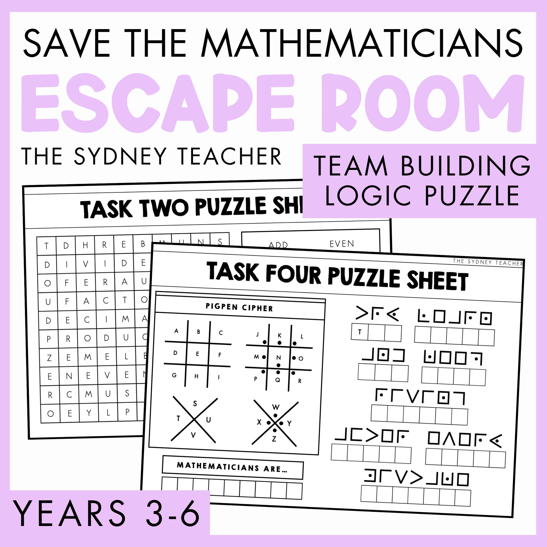 Save the Mathematicians Logic Puzzle / Team Building Escape Room | Years 3-6