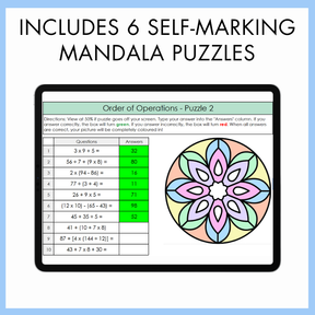 Order of Operations - Digital Colour by Number