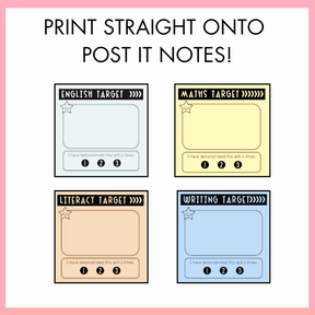 Learning Target 'Post It' Pack | Print Straight Onto Sticky Notes!