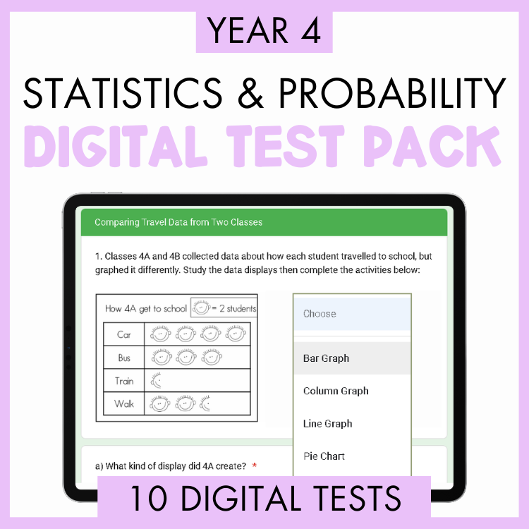 Year 4 Statistics & Probability Digital Test Pack