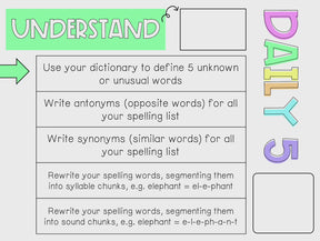 Upper Primary Bloom's Taxonomy Spelling Word Work - Use with ANY list!