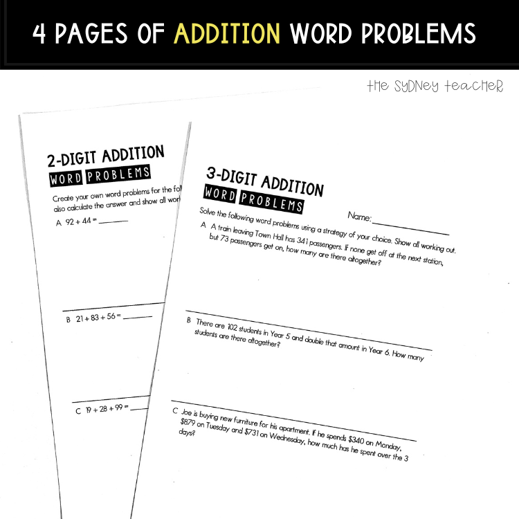 Addition and Subtraction Fact Fluency Pack - The Sydney Teacher