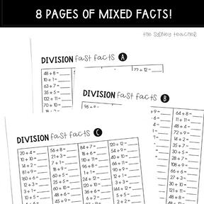 Division Fact Fluency Pack - The Sydney Teacher