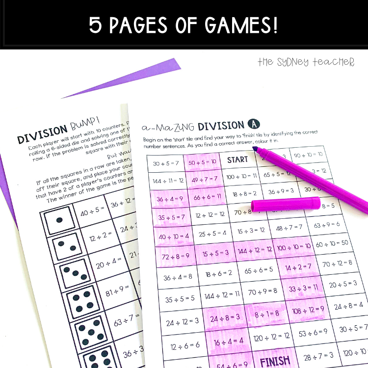 Division Fact Fluency Pack - The Sydney Teacher