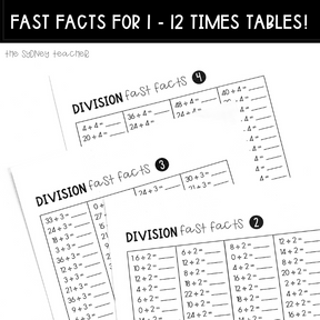 Division Fact Fluency Pack - The Sydney Teacher