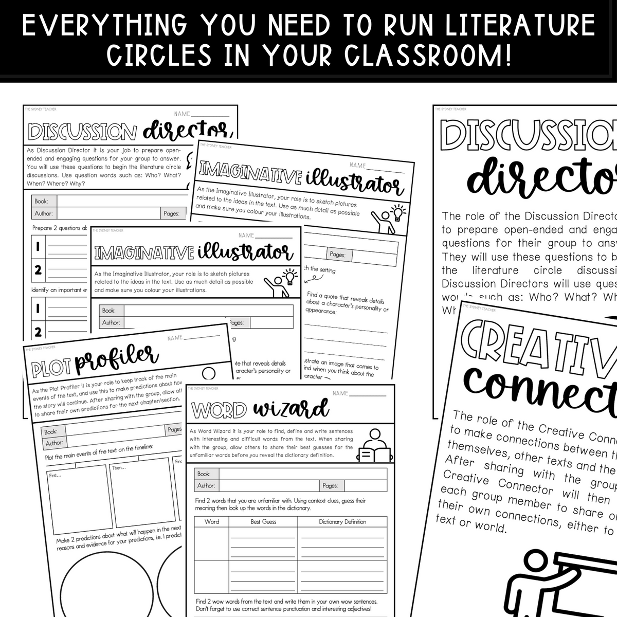 Lower Primary Literature Circle Templates - Use with ANY text! - The Sydney Teacher