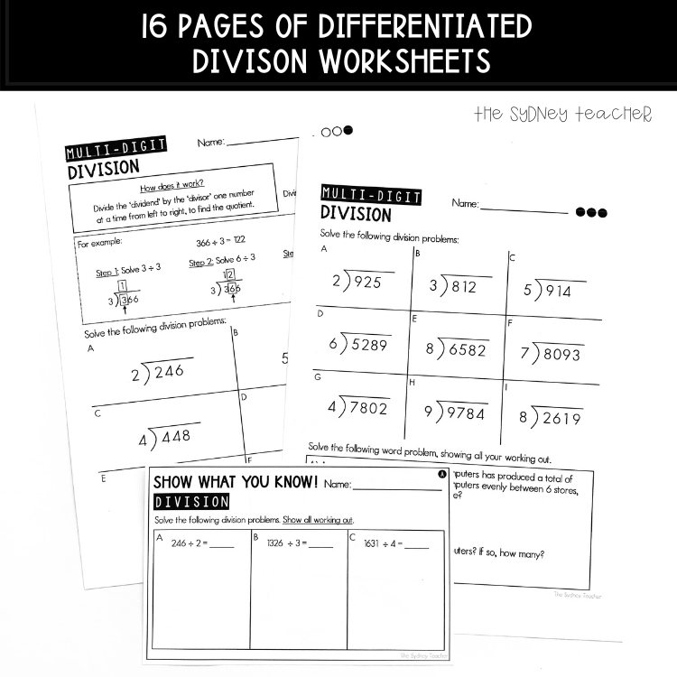 Multi-Digit Multiplication and Division Pack - The Sydney Teacher