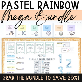 Pastel Rainbow Tote Tray / Classroom Labels