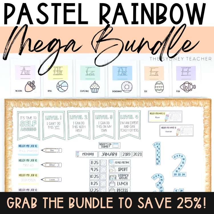 Pastel Rainbow Math Multiples Display - The Sydney Teacher