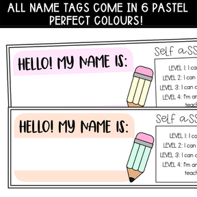 Pastel Rainbow Self Assessment Name Tag - The Sydney Teacher