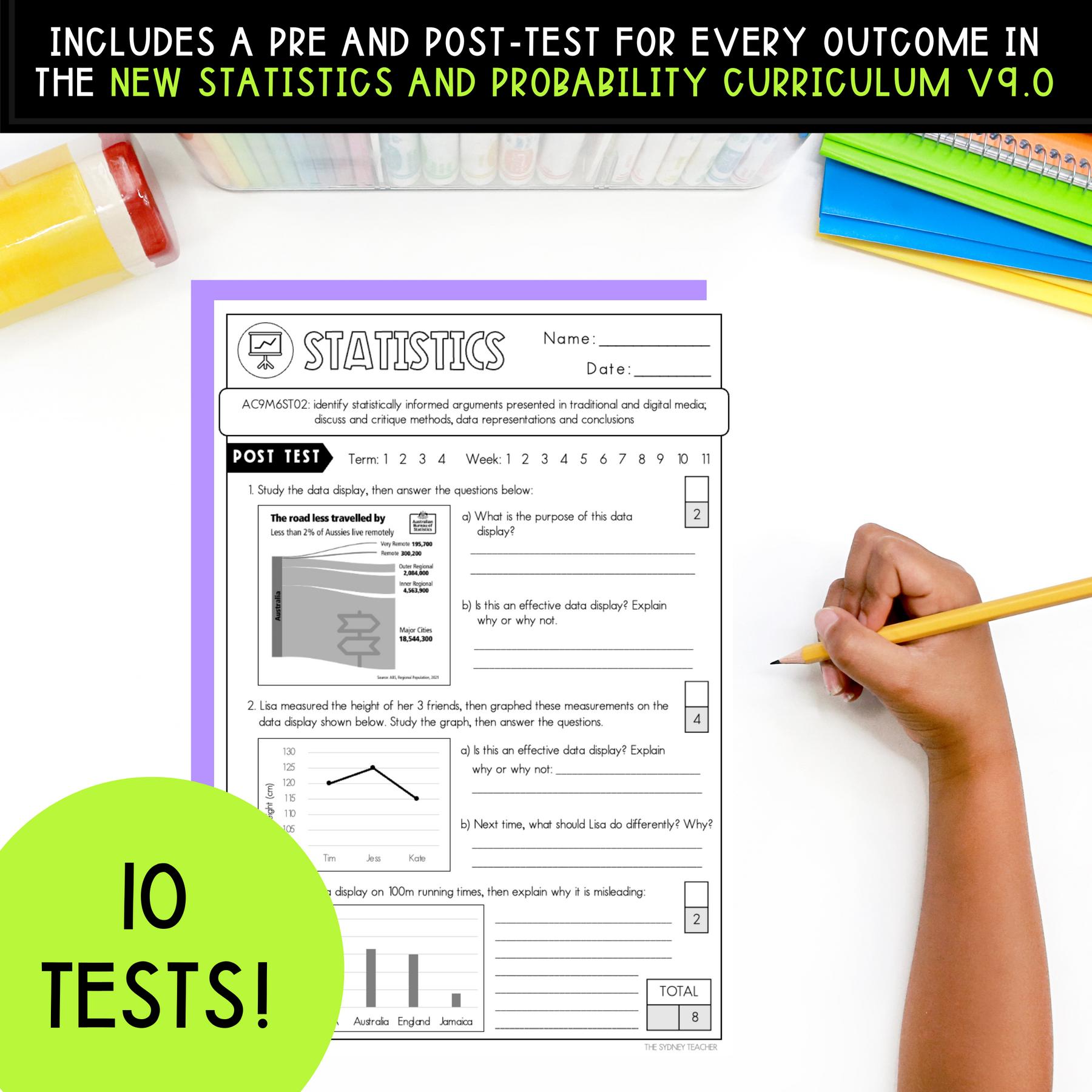 Year 6 Statistics & Probability Test Pack - The Sydney Teacher